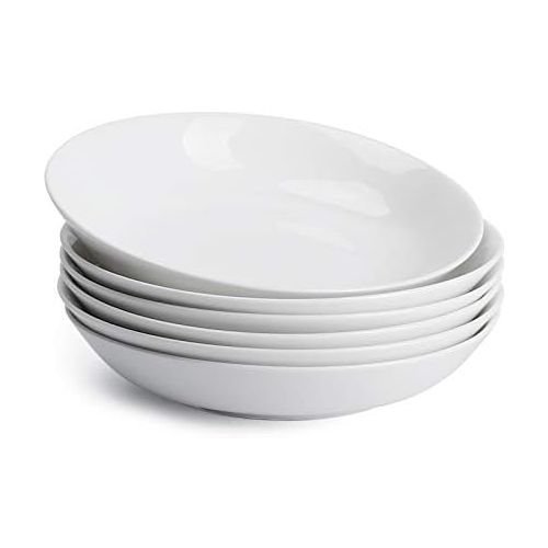  [아마존베스트]Teocera Wide and Shallow Porcelain Salad and Pasta Bowls Set of 6-22 Ounce Microwave and Dishwasher Safe Serving Dishes