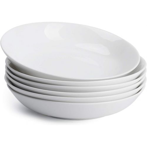  [아마존베스트]Teocera Wide and Shallow Porcelain Salad and Pasta Bowls Set of 6-22 Ounce Microwave and Dishwasher Safe Serving Dishes