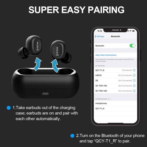  [아마존 핫딜]  [아마존핫딜]Tepoinn True Wireless Earbuds Bluetooth 5.0 in-Ear Stereo Sound Bluetooth Headphones Wireless Earphones for iPhone Android(Built-in Mic Binaural Call, with Charging Case 15 Hours P