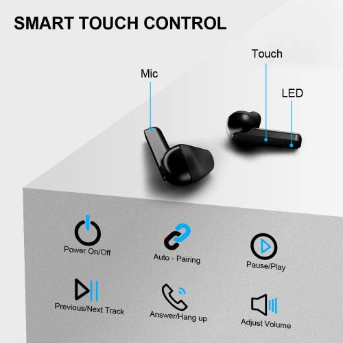  [아마존 핫딜] [아마존핫딜]Wireless Earbuds,Tepoinn Smart Touch TWS Bluetooth Headphones IPX5 30 Hours Playtime in Ear Stereo Bluetooth 5.0 Earphones with Rechargeable Cases & Built-in Mic Wireless Headphone