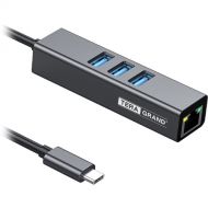 Tera Grand USB 3.1 Type-C Gigabit Ethernet Adapter & 3-Port USB Hub (Gray)