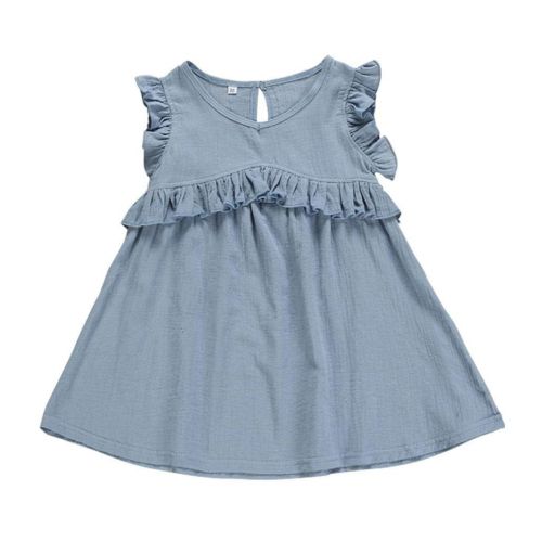  Terbklf terbklf Baby Kids Girls Toddlers Summer Stylish Simplicity Solid Fly Sleeve Party Princess Dresses Clothes