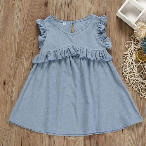 Terbklf terbklf Baby Kids Girls Toddlers Summer Stylish Simplicity Solid Fly Sleeve Party Princess Dresses Clothes