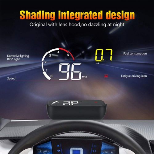  Terisass Head Up Display Car Universal Dual System M10 3.5 Inch HUD OBD II/GPS Projector Vehicle Speed MPH KM/h Engine Speed Overspeed Warning Mileage Measurement Water Temperature Voltage