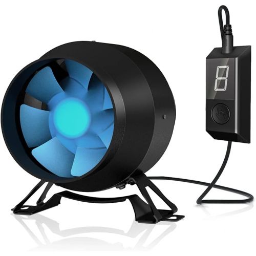  TerraBloom ECMF-100, Quiet 4 Inch Inline Duct Fan with Variable Speed Controller ? Ventilation Exhaust Fan for Heating Cooling Booster and Grow Tents