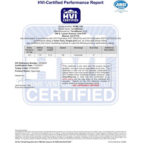  TerraBloom ECMF-100, Quiet 4 Inch Inline Duct Fan with Variable Speed Controller ? Ventilation Exhaust Fan for Heating Cooling Booster and Grow Tents