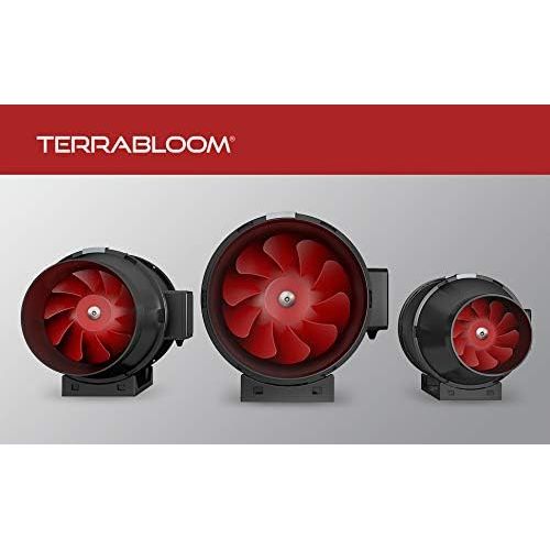  TerraBloom 8 Inch (200 mm) Inline Fan - 735 CFM Exhaust Duct Fan, Built-In Speed Controller, ETL Listed, Pre-Wired 6 FT Grounded Cord - For Use In Grow Tents With Carbon Filters, F