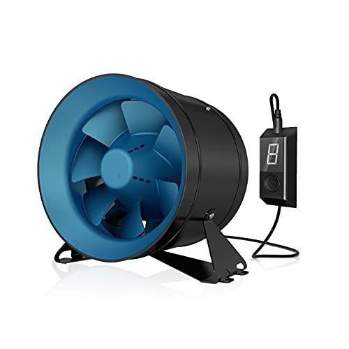  TerraBloom ECMF-250, Quiet 10 Inch Inline Duct Fan with 0-100% Variable Speed Controller, ETL, Energy Star and HVI Certified. Metal Case, Energy Efficient EC Motor. Heating, Coolin