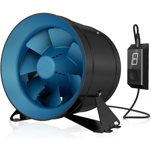  TerraBloom ECMF-250, Quiet 10 Inch Inline Duct Fan with 0-100% Variable Speed Controller, ETL, Energy Star and HVI Certified. Metal Case, Energy Efficient EC Motor. Heating, Coolin