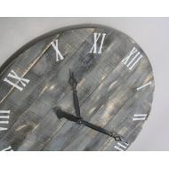 Terrafirma79 Round Farmhouse large over sized 36 Clock Gray wood clock oversized Farmhouse Decor Sizes Custom Sizes upon request