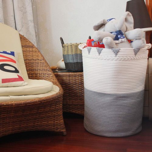  [아마존 핫딜] [아마존핫딜]TerriTrophy XXXL Large Laundry Basket Cotton Rope Basket 22in x 16in x 16in Woven Laundry Hamper Blanket Storage Baskets for Towel, Toys, Diaper, Hamper