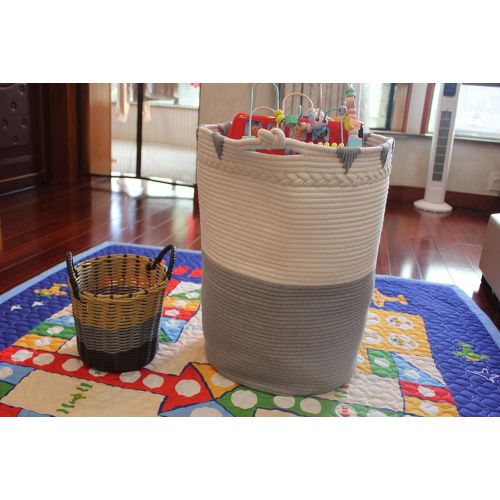  [아마존 핫딜] [아마존핫딜]TerriTrophy XXXL Large Laundry Basket Cotton Rope Basket 22in x 16in x 16in Woven Laundry Hamper Blanket Storage Baskets for Towel, Toys, Diaper, Hamper