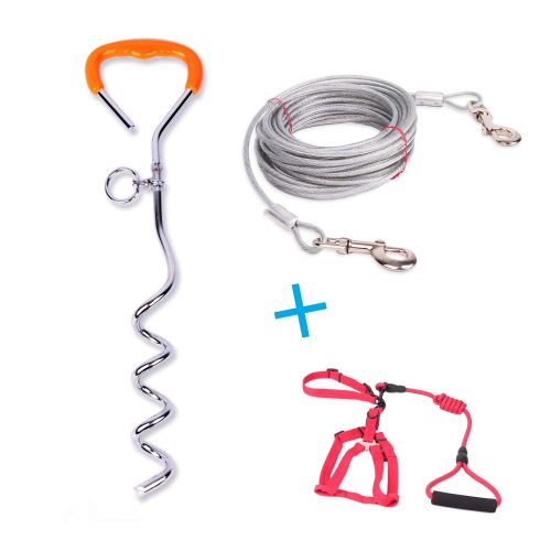  TerriTrophy Dog Tie Out Cable, Dog Stake for Medium to Large Dogs Up to 125 Pounds, Play in The Yard and Lawn, for Camping and Outing