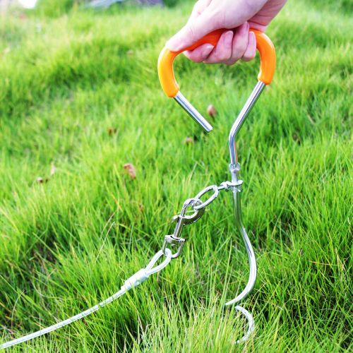  TerriTrophy Dog Tie Out Cable, Dog Stake for Medium to Large Dogs Up to 125 Pounds, Play in The Yard and Lawn, for Camping and Outing