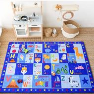 [아마존베스트]Terrug Kids Carpet Playmat Rug -Collection ABC Educational Area Rug - Floor Mats for Boys Girls -Bedroom, Playroom, Living Room Game Play Mat for Little Children 3X5 Feet Blue