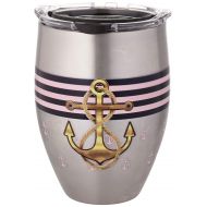 Tervis 1298875 Gold Anchor Stainless Steel Insulated Tumbler with Clear and Black Hammer Lid, 12oz, Silver
