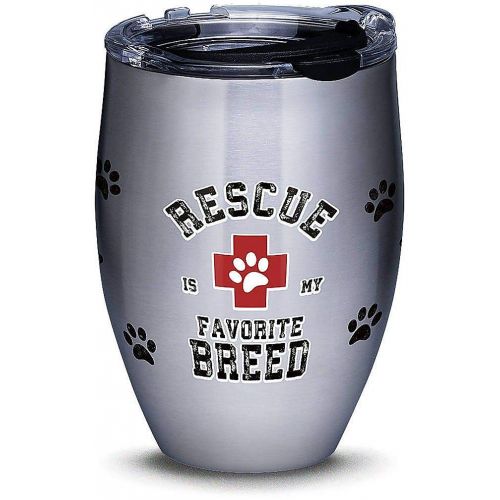  Tervis 1298878 Rescue Favorite Breed Stainless Steel Insulated Tumbler with Clear and Black Hammer Lid, 12oz, Silver