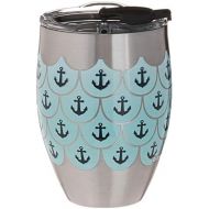 Tervis Anchors & Scallops Pattern Stainless Steel Insulated Tumbler with Clear and Black Hammer Lid, 12oz, Silver