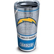 Tervis 1266656 NFL Los Angeles Chargers Edge Stainless Steel Tumbler with Clear and Black Hammer Lid 20oz, Silver
