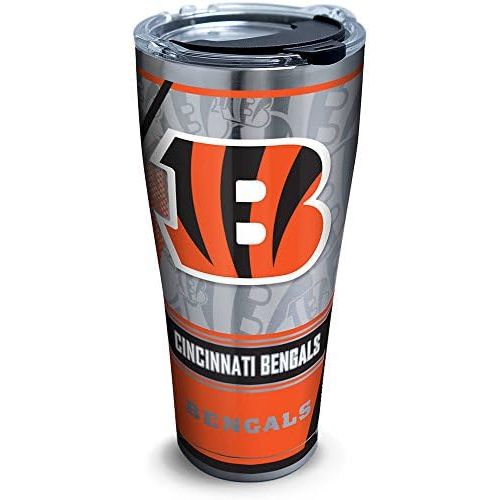  Tervis NFL Cincinnati Bengals Edge Stainless Steel Tumbler with Clear and Black Hammer Lid 30oz, Silver