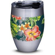 Tervis 1302023 Green Tropical Stainless Steel Insulated Tumbler with Clear and Black Hammer Lid, 12oz, Silver