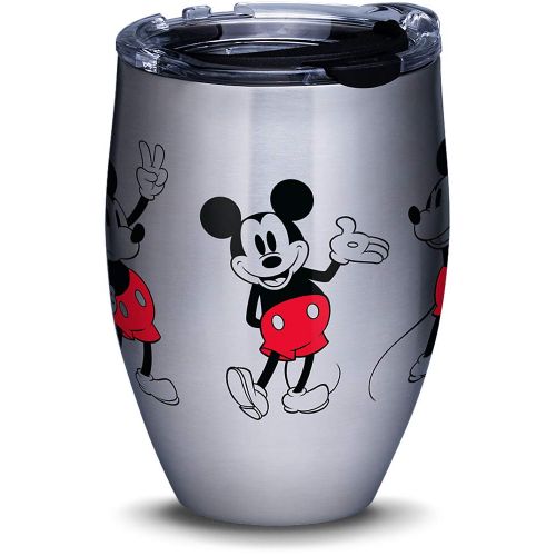  Tervis 1308584 Disney - Mickey Mouse Poses Stainless Steel Insulated Tumbler with Clear and Black Hammer Lid, 12oz, Silver