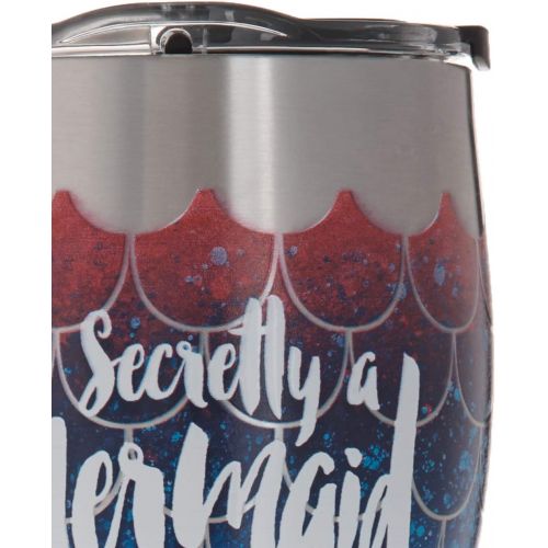  Tervis 1298865 Mermaid Tail Stainless Steel Insulated Tumbler with Clear and Black Hammer Lid, 12oz, Silver