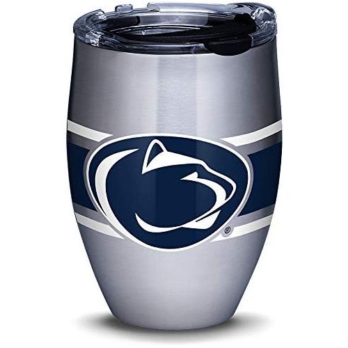  Tervis Penn State Nittany Lions Stripes Stainless Steel Insulated Tumbler with Clear and Black Hammer Lid, 12oz, Silver