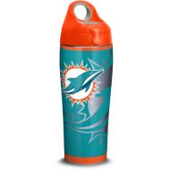 Tervis 1305193 NFL Miami Dolphins Rush Stainless Steel Insulated Tumbler with Orange Lid 24oz Water Bottle Silver