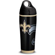 Tervis 1305202 NFL New Orleans Saints Rush Stainless Steel Insulated Tumbler with Black with Gray Lid, 24oz Water Bottle, Silver