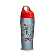 Tervis 1304401 Coffee, Scrubs and Rubber Gloves Stainless Steel Insulated Tumbler with Red with Gray Lid, 24oz Water Bottle, Silver