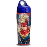 Tervis 1327043 Captain Marvel Mohawk Stainless Steel Insulated Tumbler with Lid, 24oz Water Bottle, Silver