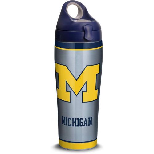  Tervis 1309964 Michigan Wolverines Tradition Stainless Steel Insulated Tumbler with Navy with Gray Lid, 24oz Water Bottle, Silver