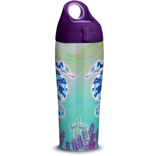  Tervis 1318084 Guy Harvey - Neon Sea Horses Stainless Steel Insulated Tumbler with Lid, 24 oz Water Bottle, Silver
