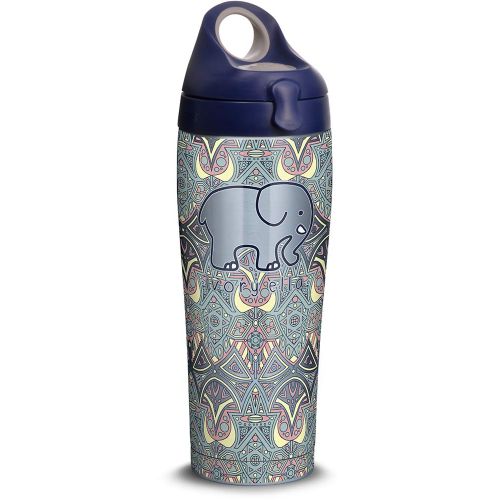  Tervis 1318738 Ivory Ella - Mosiac Print Stainless Steel Insulated Tumbler with Lid, 24 oz Water Bottle, Silver