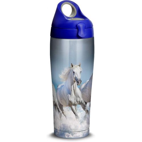  Tervis White Horses Stainless Steel Insulated Tumbler with Lid, 24 oz Water Bottle, Silver