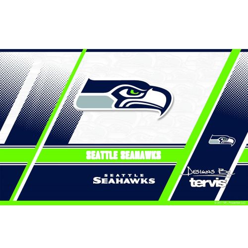  Tervis 1266678 NFL Seattle Seahawks Edge Stainless Steel Tumbler with Clear and Black Hammer Lid 20oz, Silver