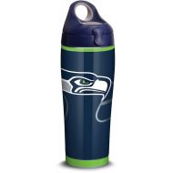 Tervis 1305183 NFL Seattle Seahawks Rush Stainless Steel Insulated Tumbler with Navy with Gray Lid, 24oz Water Bottle, Silver