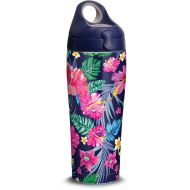 Tervis 1302020 Colorful Tropical Flowers Stainless Steel Insulated Tumbler with Lid 24 oz Water Bottle, Silver