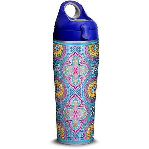  Tervis Bright Mandala Stainless Steel Insulated Tumbler with Lid, 24 oz Water Bottle, Silver
