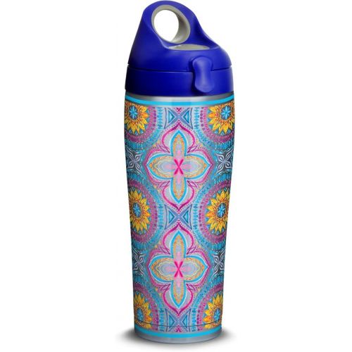  Tervis Bright Mandala Stainless Steel Insulated Tumbler with Lid, 24 oz Water Bottle, Silver