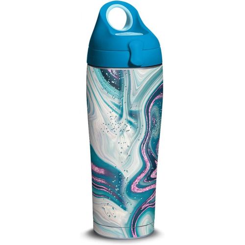  Tervis 1314192 Purple Teal Marble Stainless Steel Insulated Tumbler with Turquoise Lid, 24oz Water Bottle, Silver