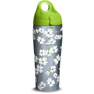 Tervis 1315768 Dogwood Flower Stainless Steel Insulated Tumbler with Lime Green Lid 24oz Water Bottle Silver