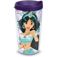 Tervis 1310724 Disney Jasmine Floral Insulated Tumbler with Lid, 16 oz, Clear