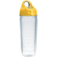 Tervis Made in USA Double Walled Clear & Colorful Lidded Insulated Tumbler Cup Keeps Drinks Cold & Hot, 24oz Water Bottle, Yellow Lid