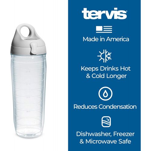  Tervis Made in USA Double Walled Clear & Colorful Lidded Insulated Tumbler Cup Keeps Drinks Cold & Hot, 24oz Water Bottle, Yellow Lid