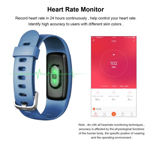  Teslasz Fitness Tracker HR, ID107Plus Pedometer with Heart Rate Monitor Auto Sleep Monitor Activity Tracker for Android iOS Smart Phone
