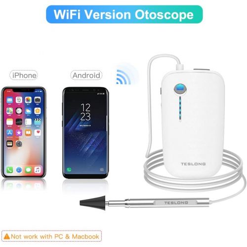  [아마존 핫딜]  [아마존핫딜]WiFi Otoscope for iPhone and Android, Teslong New Upgrade 4.3mm Visual Ear Cleaner with Wireless Adapter, Earwax Removal Tool, Washable Speculum Tips and Carrying Bag