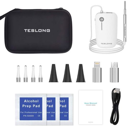  [아마존 핫딜] [아마존핫딜]Otoscope iPhone, Teslong Upgraded 4.3mm HD Ear Microscope Inspection Camera, Ear Scope with 6 Adjustable LED Lights for iPhone, iPad & Android Smart Phones