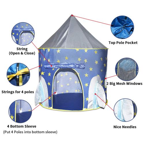  Tesoky Pop Up Rocket Tent and Castle Tent for Kids Boys Girls